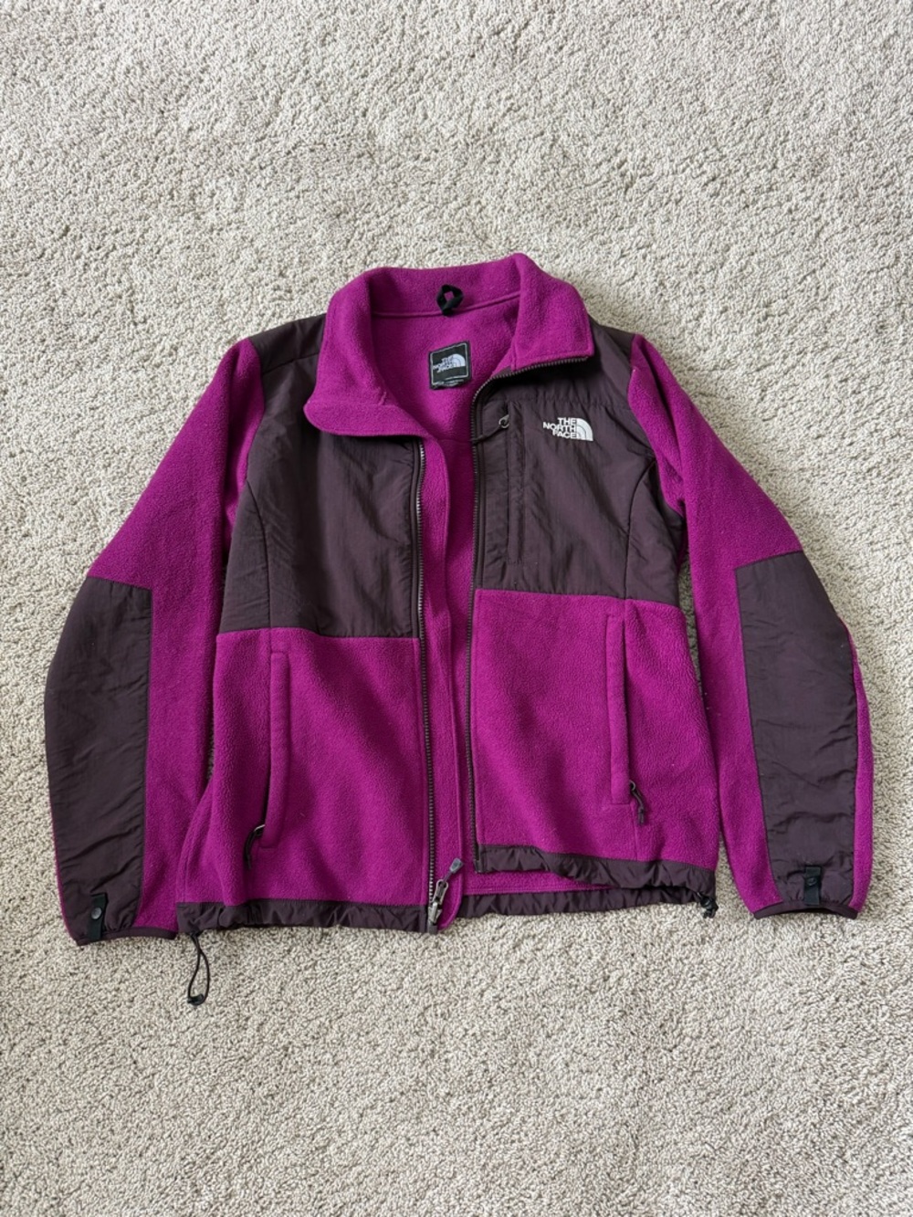 The North Face Purple Fleece Jacket with Black Logo Patch